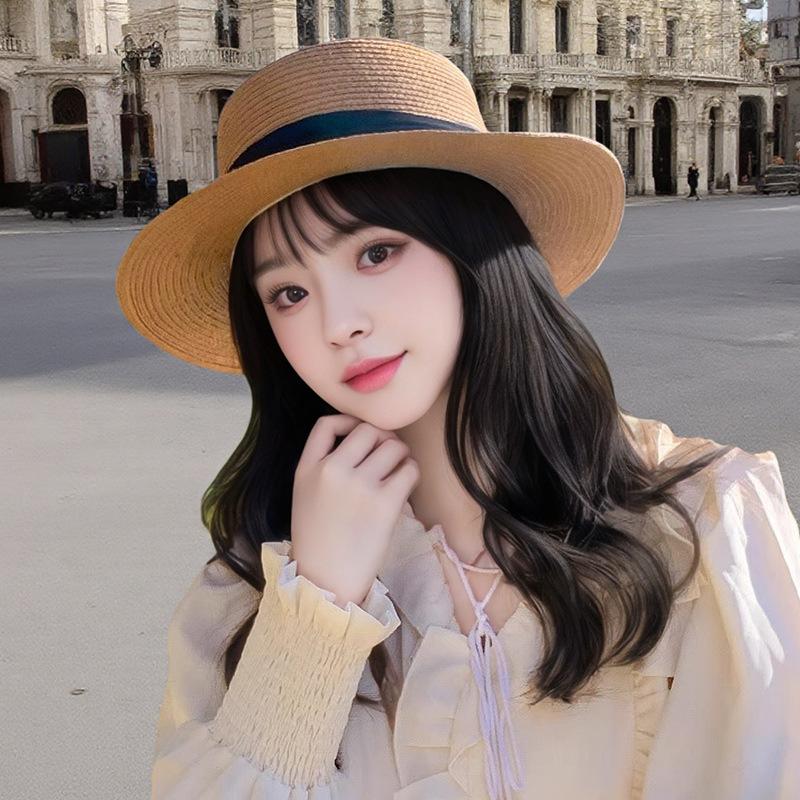 Grass Woven Hat Solid Color Bucket Hat Casual Daily Wear Sun Protection Hat