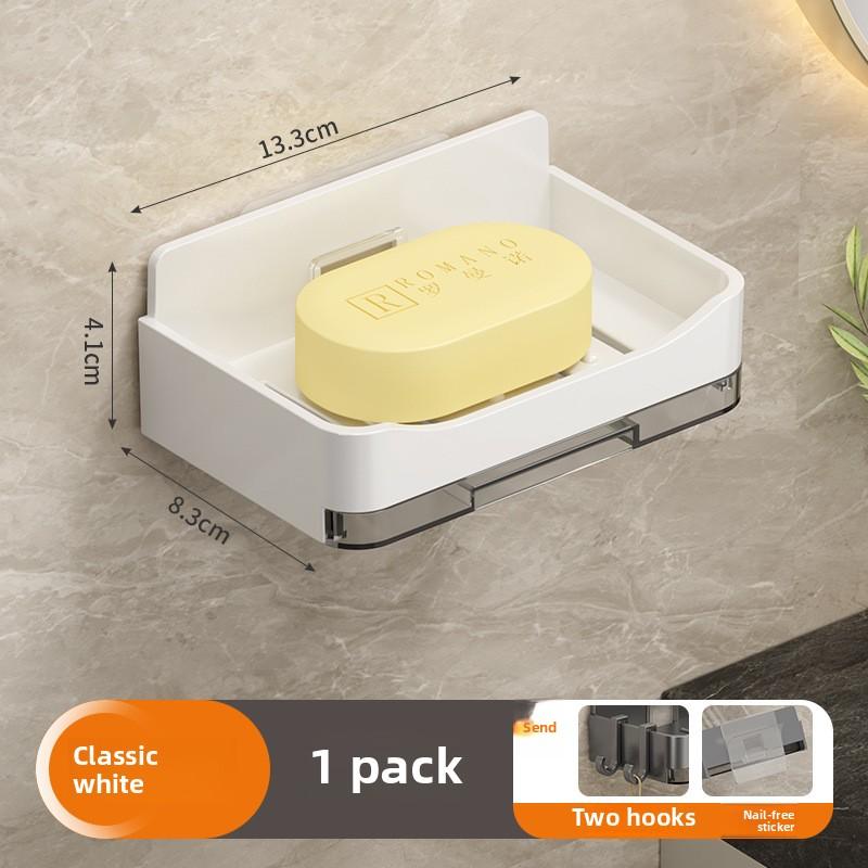 

Мыльница Настенный унитаз Без перфорации Двойной сливной лоток для мыла Бытовая ванная комната Настенная мыльница белый