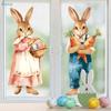 2/4 Sheets Cute Rabbit With Handheld Basket Electrostatic Adsorption Stickers Easter Bunny Eggs Window Decals Party Decoration