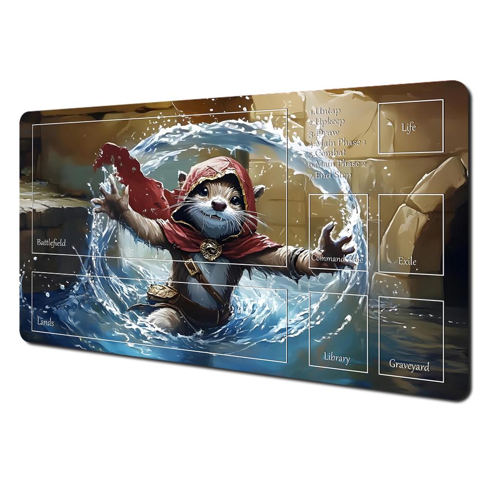 Magic Card Playmat Mtg Playmat Rabbit Archer Raccoon Nonslip Stitched Edge Gathering Gaming Mats Tapete Magic Mtg Card Pad