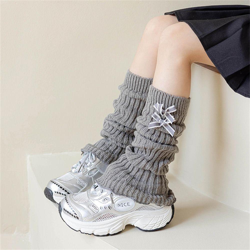Soft Cotton Long Stockings Solid Color Pile Sock Sweet Knitted Socks  3-12 Year Children