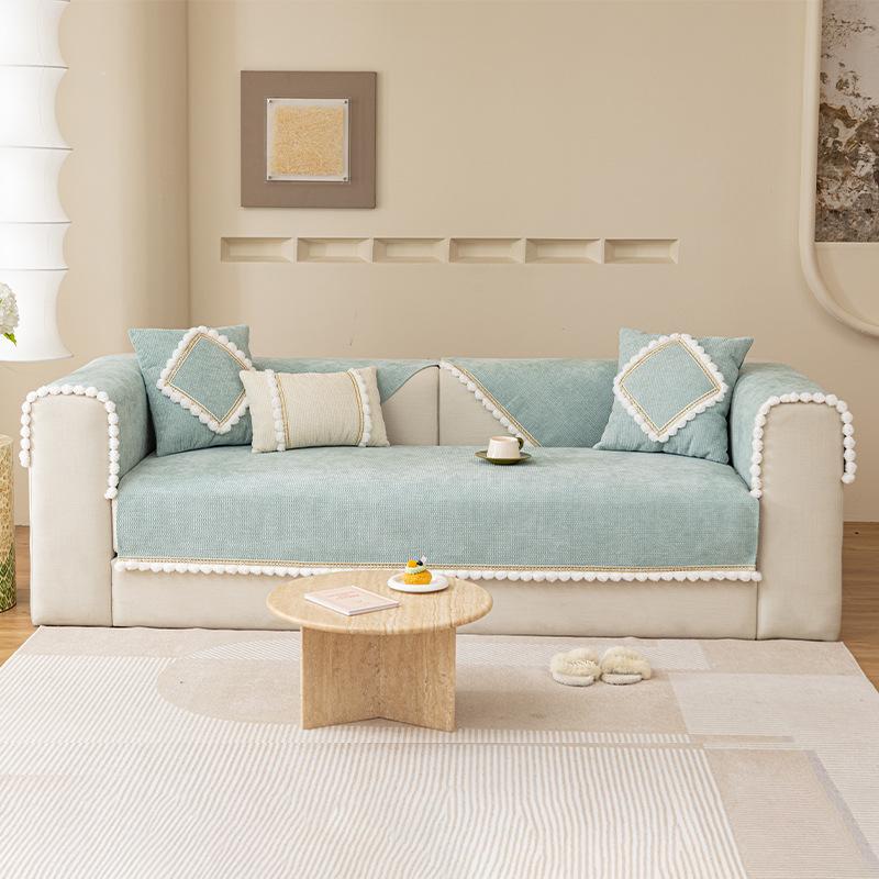 Nordic Sofa Cushion Combination Thickened Non-Slip Cover Cover Fur Ball Sofa Cushion Cover Towel Dustproof Four Seasons Cover Towel