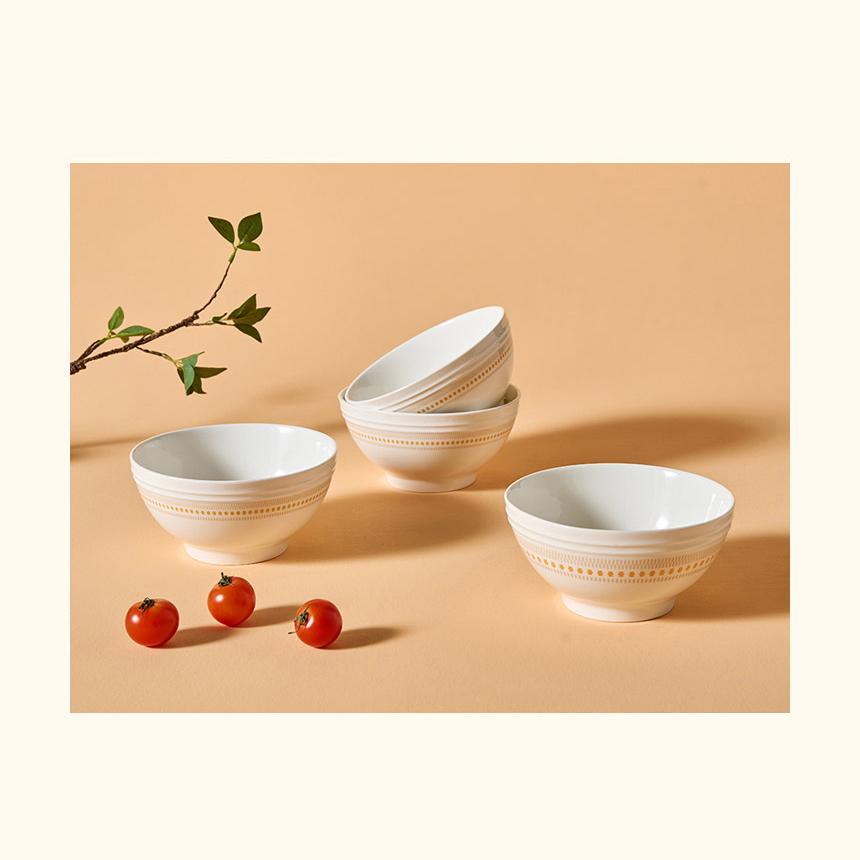 CORELLE Rosemont Ceramic Soup Bowl 4p Tableware Ivory-Orange