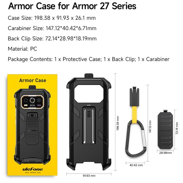 Чехол Ulefone с задним зажимом и карабином для мобильных телефонов Ulefone Armor 27 / 27 Pro / 27T / 27T Pro чёрный