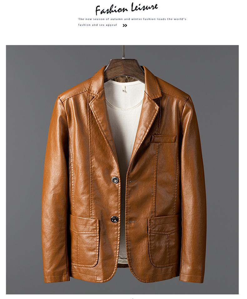 Korean Slim Fit Men's Leather Jacket – Spring/Autumn Business Casual Biker Style