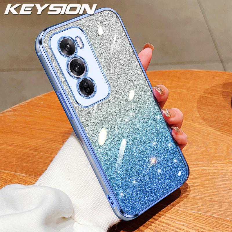 

KEYSION Luxury Plating Glitter Phone Case for OPPO Reno12 Pro 5G Transparent Soft TPU Shockproof Back Cover for OPPO Reno12 5G for OPPO Reno12 Pro 5G синій