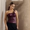 Sommer Mode Damen Neu Einfarbig Ärmellos Schräger Kragen Schlank Sexy Verdrehter Träger One-Shoulder Top