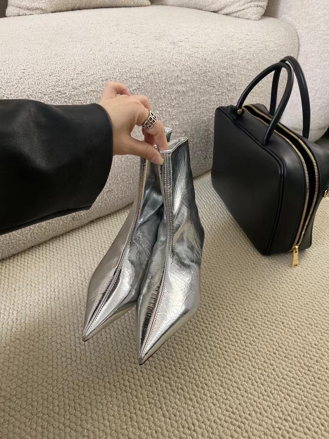 

Модные женские ботильоны с острым носком, новинка 2024 года, неглубокие туфли-лодочки без застежки, черные, серебристые, зима-осень, туфли-лодочки для вечеринок, женские размеры 35-39 245 серебряный