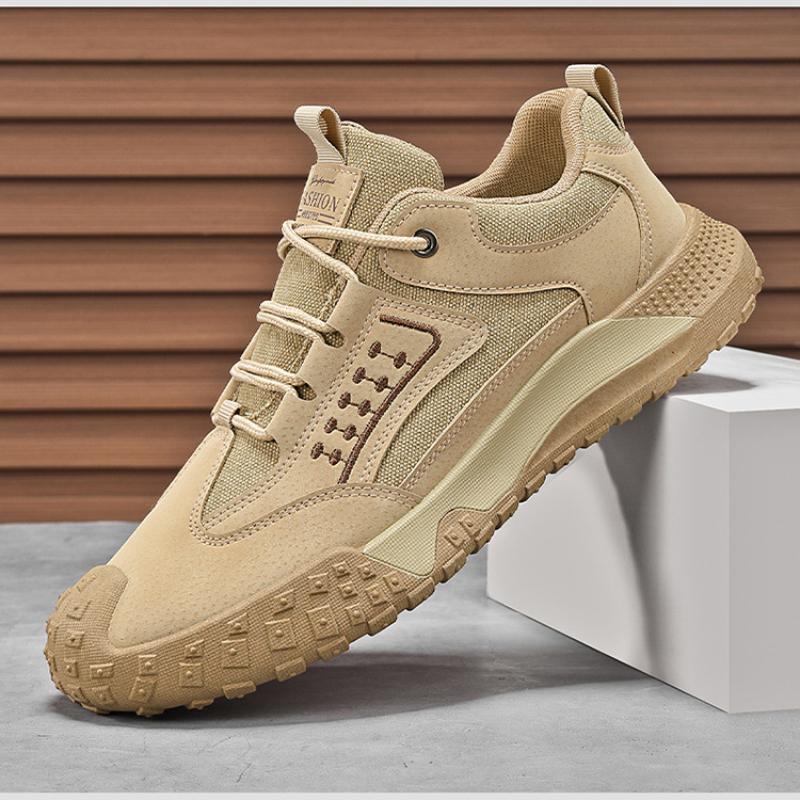 Men's Breathable Closed-Toe Hiking Shoes Non-Slip Lace-Up Low-Cut Casual Athletic Shoes Durable Outdoor Walking Sneakers for Men