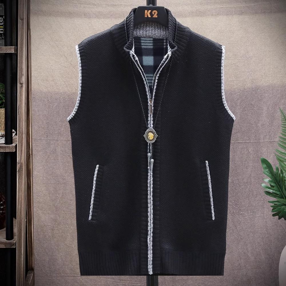 Sweater Cardigan Vest Men's Wear Fall and Winter Knitwear Warm Padded Thickened Jacket Zip Coat Harajuku