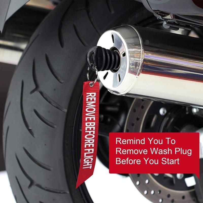 Muffler Exhaust Wash Plug 0.6"-1.5" Wash Plug with Keychain for Motorcycles Dirt Bike 2 Stroke Exhaust Silencers