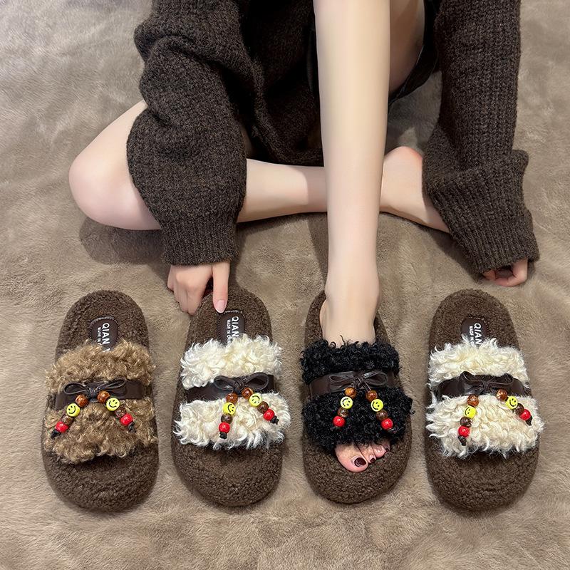 Fashion explosion Mao Mao slippers women's autumn and winter wear 2025 autumn new ins trendy thick bottom super home cotton drag