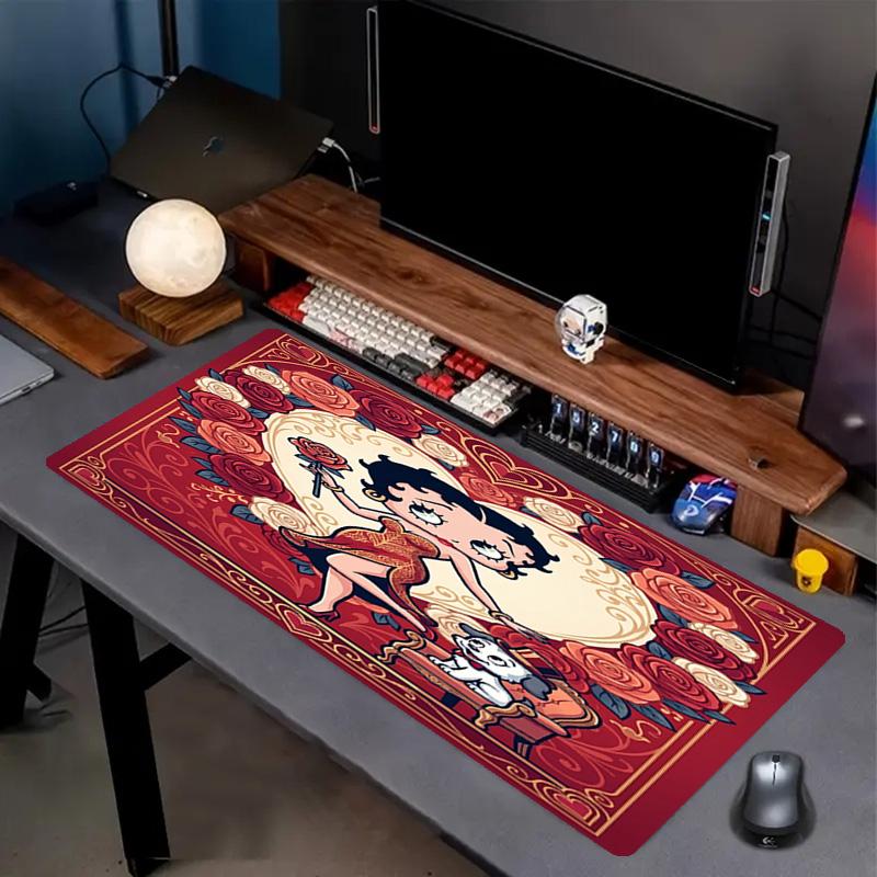 Betty Boop Print Mouse Pad, Anti‑Slip Desktop Keyboard Mat, for PC Laptop Gaming Working Daily Use, Cool Festival Surprise Gift