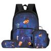 3 Pcs Set with Front Pocket Backpack Ronaldo with Thermal Insulated Lunch Tote Purse CR Pencil Case Football Star Rucksack