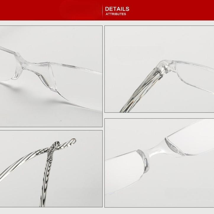 +1.0 ~ +4.0 Portable Far Sighted Glasses Unisex Ultralight Reading Glasses Frameless Resin Half Frame Reading Glasses