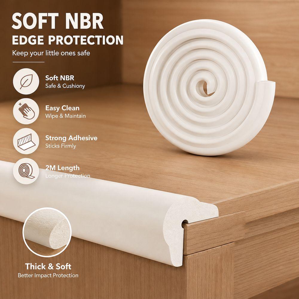 NBR Self Adhesive Child Bumper Strips L Shaped Furniture Bumper Strip Furniture Protection