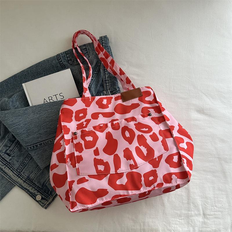 Women S Leopard Print Tote Bag Large Capacity Single Shoulder Commuter Bag