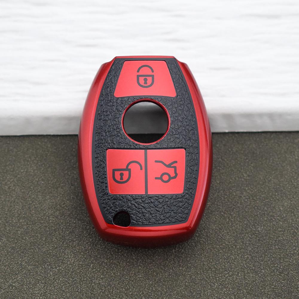 Soft Tpu Leather Remote Key Cover For Mercedes Benz A/B/G/R Class Gla Glk Fit For W176 W204 W251 W463 Key Ring Keychain Set