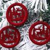 3Pcs/Box Round Pancake Shaped Christmas Flocking Pendant  Christmas Tree Decoration