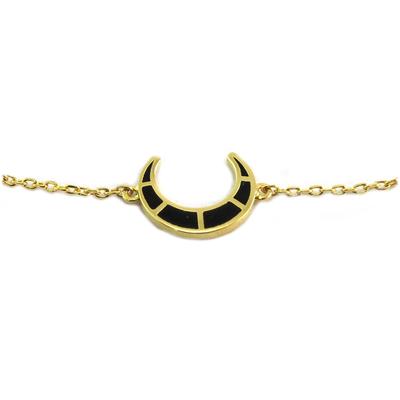 [Q6080] - Handgefertigtes Armband 'Luna' Schwarzgold - 11x10 mm