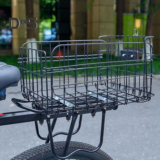 Bike Rear Storage Basket with Liner Foldable Heavy Duty Large Capacity Holds 56Lbs Universal MTB Road Mountain Bicycle Metal Wire Basket Bike