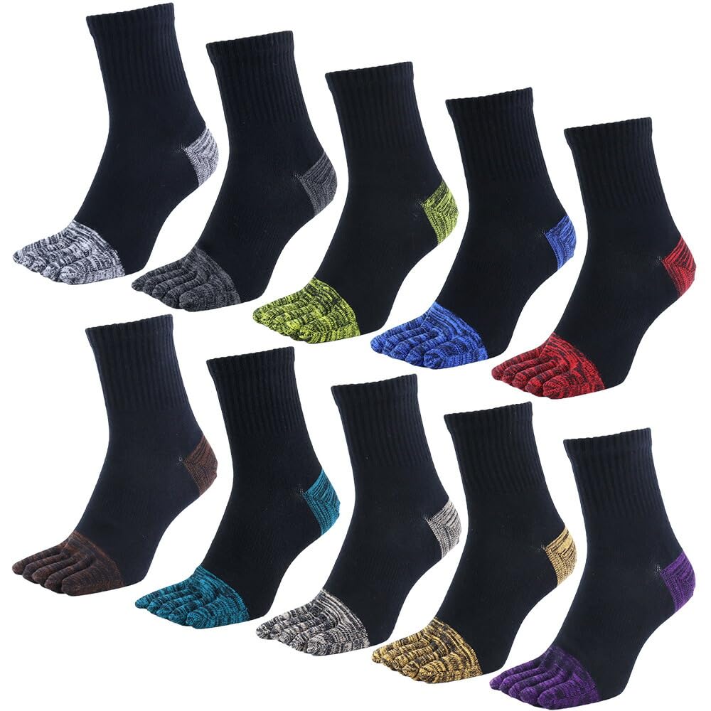 Asuka Made with Asahi Kasei ROICA Deodorizing Strong and Sizes 10 Pairs Five-Toe Socks, Agent, Reinforcement, Half-Length, Men's Women's, 23-25cm,