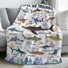 50x60 In Ocean Whale Dolphin Shark Flannel Blanket Boys Kids Shark Blanket Soft Warm Cozy Blue Theme Blanket for Sofa Bed Travel