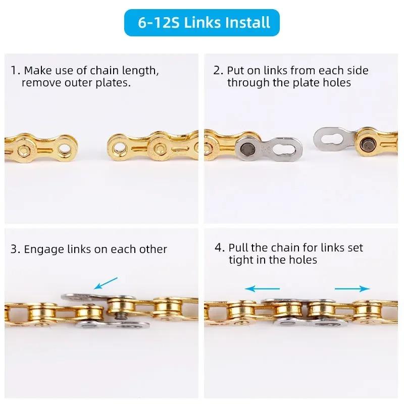 5 Pair Bicycle Chain Link Connector Joints Buttons Cycling Speed Quick Master Links For Mountain Bike 6/7/8/9/10/11/12S