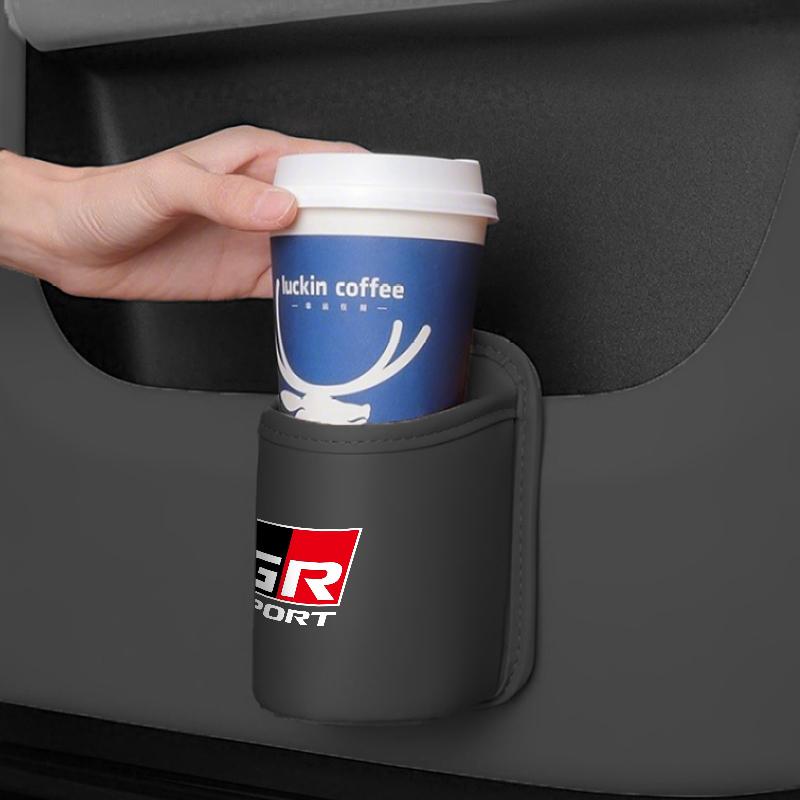 Car Door Cup Holder Leather Drink Storage Seat Organizer For Toyota GR Sport Corolla Yaris Camry Prius RAV4 CHR Key Accessories