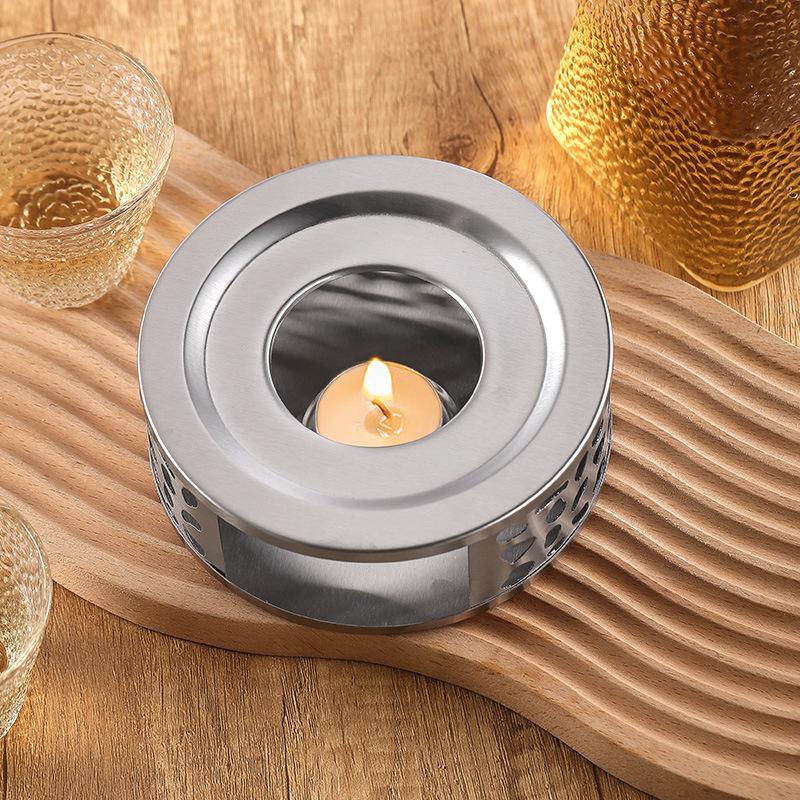 1Set Stainless Tea Teapot Stand Heater Candle Round Base Heater Coffee Milk Candle Holder Outdoor Tableware No Candle