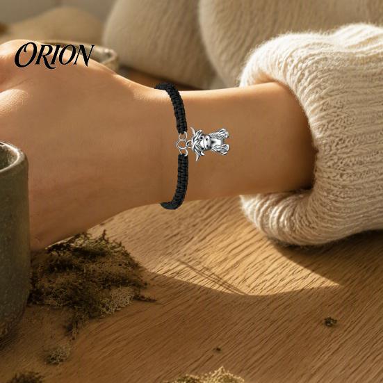 Small Animal Themed Gifts Cute Highland Cow Bracelet for Women, Metal Charm Adjustable Woven Rope Wristband with Card, Handmade Braided String
