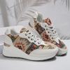 Bohemian Style Wedge Heel Sneakers Women Autumn 2025 Geometric Pattern Casual Sports Shoes Woman Lightweight Platform Sneakers