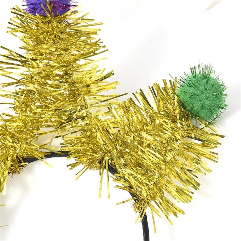 Shimmering Carnivals Party Accessories Pompoms Headband for Mardi Gras Festival Theme Party Props Hairband Holiday Props