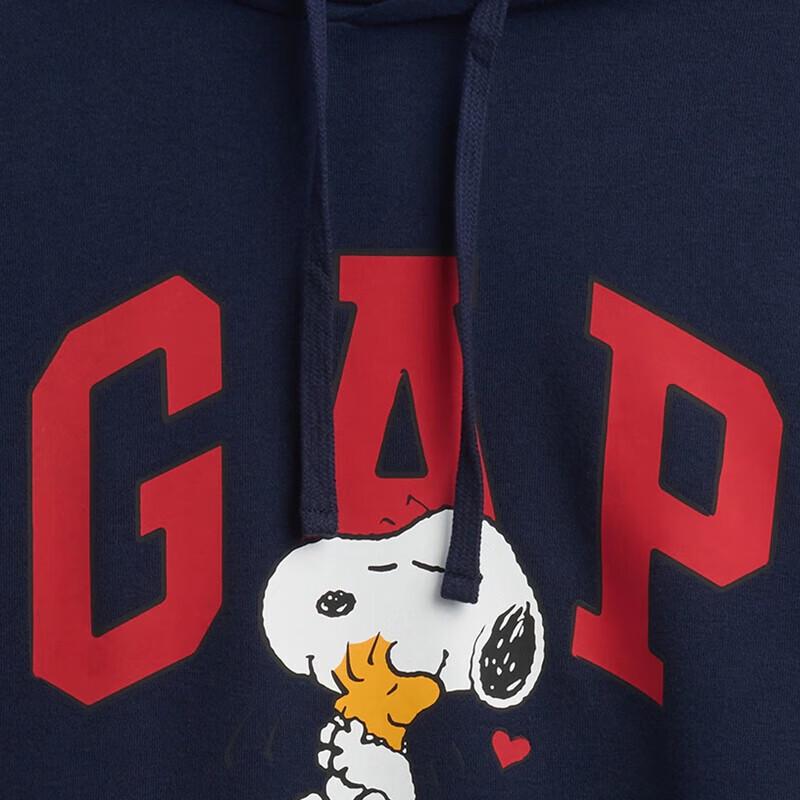 GAP Unisex Cartoon Print Logo Fleece Hooded Sweatshirt