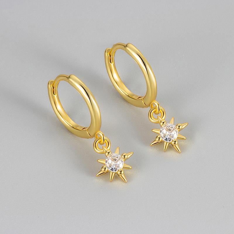 Luxury Rhinestone Eight Pointed Star Ear Cuffs Niche Design High End Elegant Fashion Jewelry For Women copper