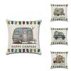 Ornate Happy Campers Sofa Throw Cushion Cover Ideal For Home Dcor