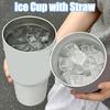 Stainless Steel Ice Cup 900ML Large Capacity Insulation Tumbler with Straw Car Coffee Cup for Hot Cold Drinks Water