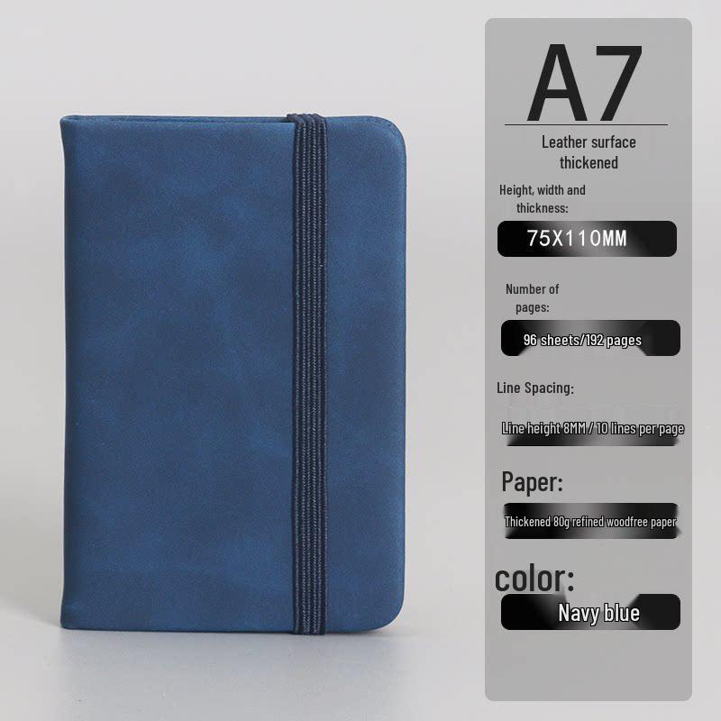 A7 Mini Pocket Notebook with Thick Leather Cover - Retro and Simple Design