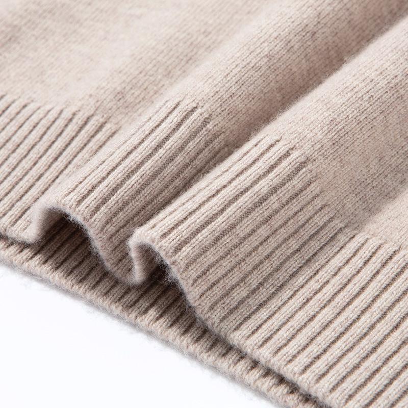 Men's Thickened 460g Cashmere Wool Sweater with Zipper, Half-High Collar, Warm Knitwear for Autumn/Winter.