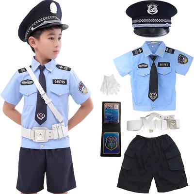 ALIPTA Police Short Police Cosplay Perfect for School Cultural Stage Police Gift Kids' Costume, 7-Piece Set, Sleeves, Boys' Uniform, Costume,