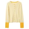 Sancai 2026 Spring Color Block Round Neck Knit Cardigan