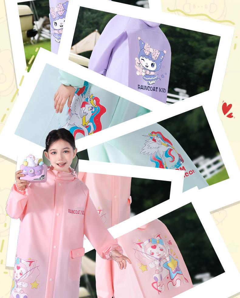 Kids' Stormproof Raincoat with Backpack Space - One-Piece Full-Body Poncho for Primary School Students