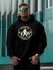 North American Legend Creature Sasquatch Themed Badge Graphic Men Hip Hop Sports Hoodie Versatile Soft Loose Casual Sweatshirt