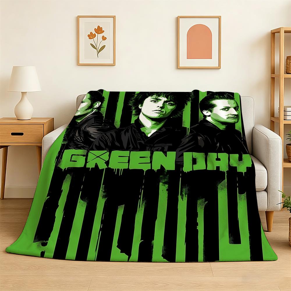 Green Day Band Album Throw 240g Flannel Blanket Lightweight Soft Skin-friendly Summer Thin Throw Blanket 75X95CM