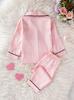 Baby Girls Satin Pajama Set, Pink Striped Long Sleeve Button Down Sleepwear Loungewear for 6M-3Y