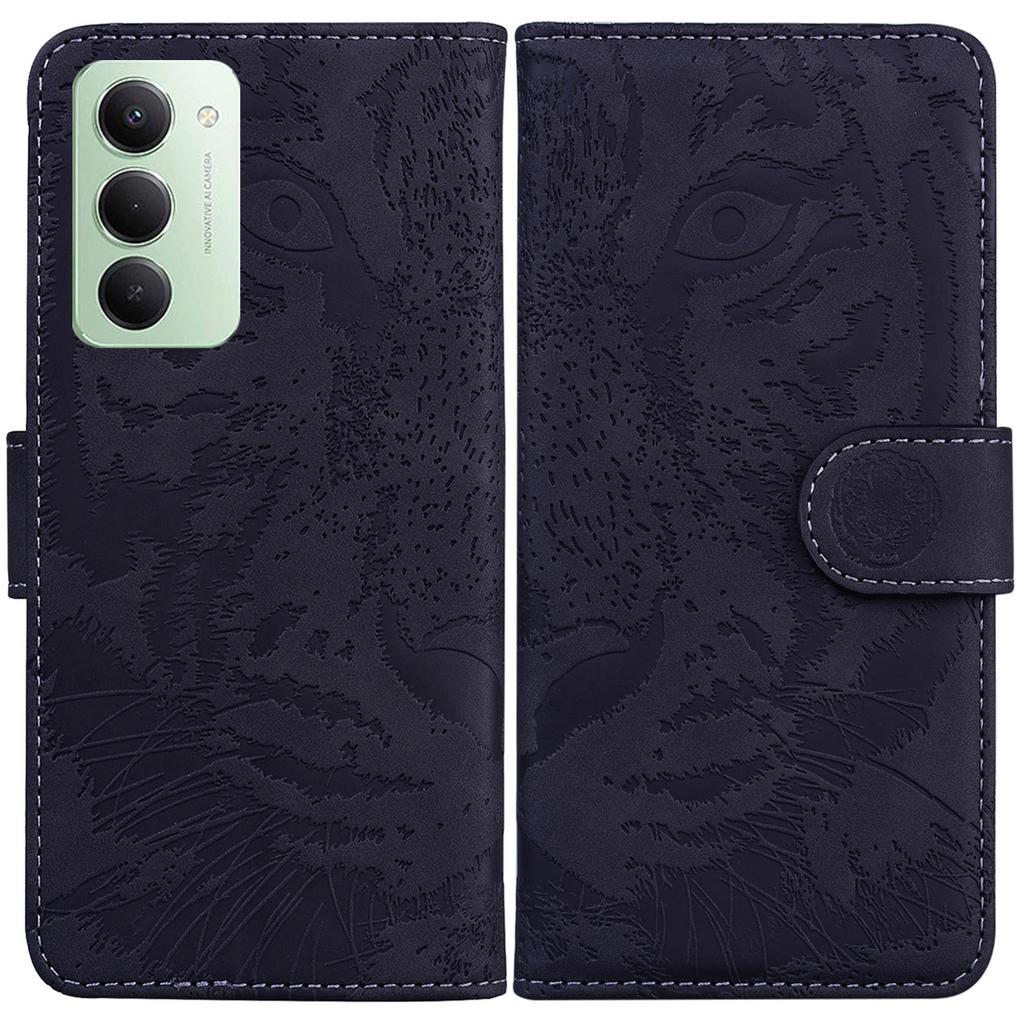 Pro Xiaomi Redmi 15 4G (EU) (171 mm) Pouzdro Tiger Imprint Kožená Peněženka Kryt na Telefon