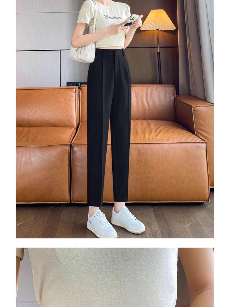 Damen High-Waist Schlankmachende Schwarze Zigaretten-Harems-Hose