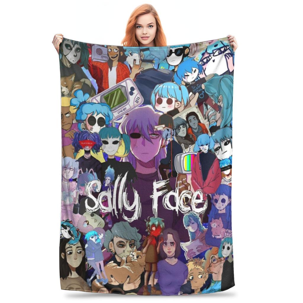 Sally Face Game Anime SF Blanket Coral Fleece Plush Horror Sal Fisher Lightweight Throw Blankets Outdoor Travel Plush Thin Quilt