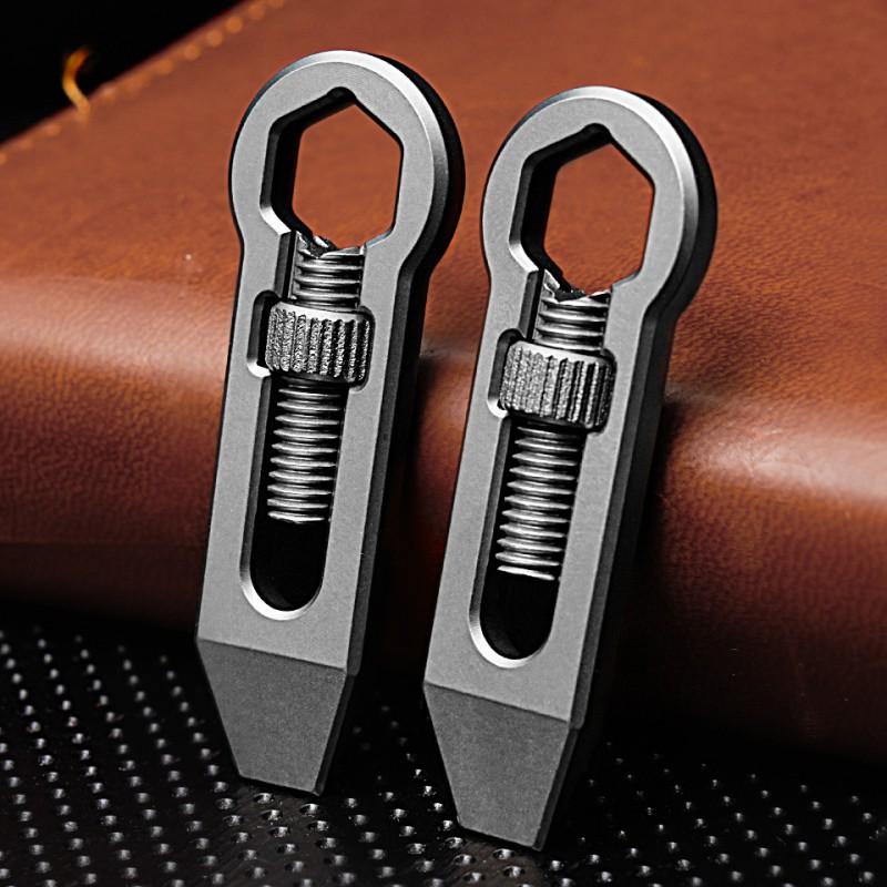 Titanium Alloy Crowbar EDC Multifunctional Hex Wrench Bottle Opener Portable EDC Keychain Outdoor Camping Tools with Necklace