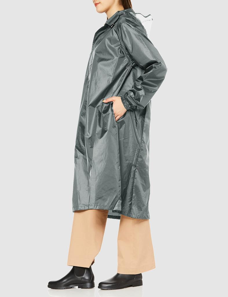 FLATPURE Raincoat Backpack Coat Plain Simple Storage Bag Hooded Water Repellent PU Coating Unisex Charcoal Gray M [Moonbat] 23-340-53026-00